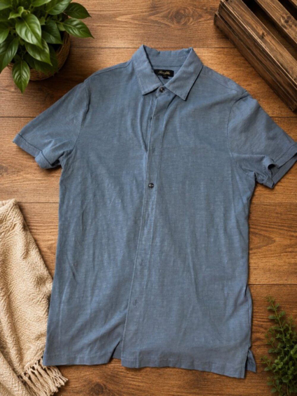 Tasso Elba Men’s Short Sleeve Button-Up Shirt – Size Medium